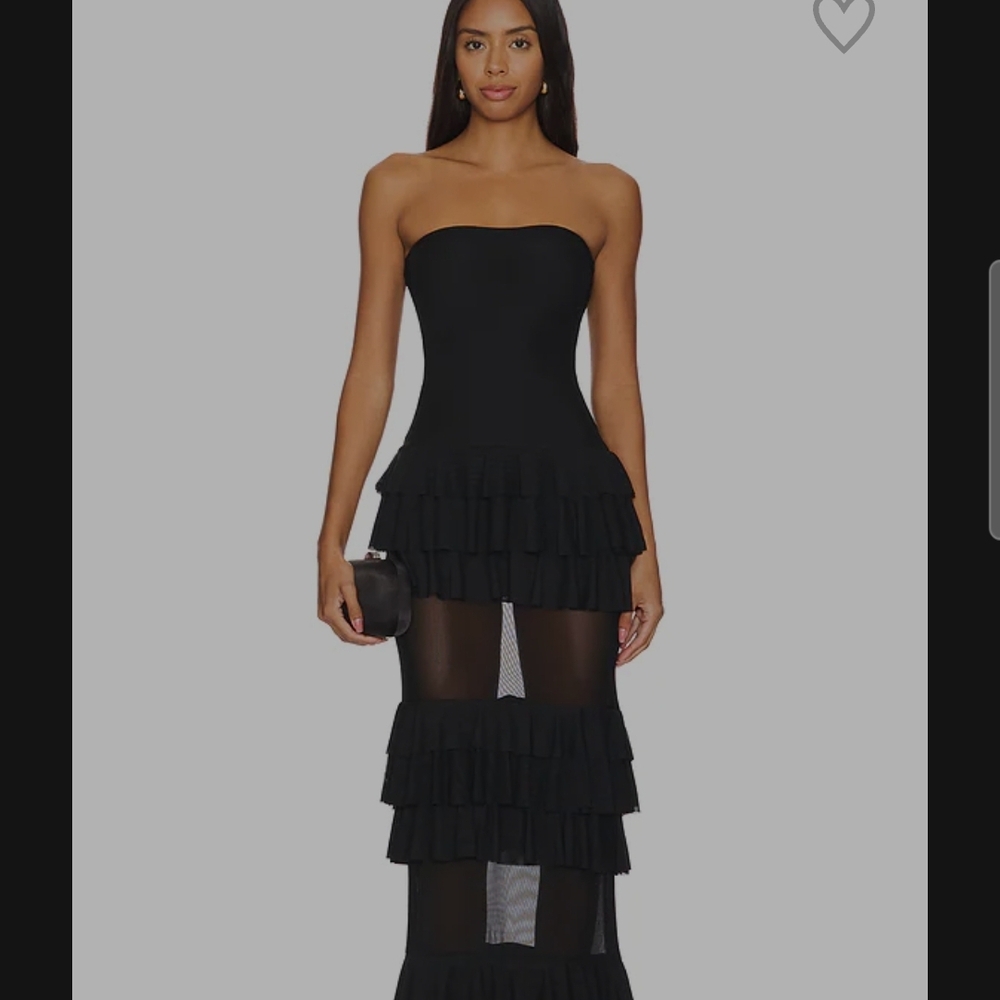 Superdown Black Strapless Ruffle Dress